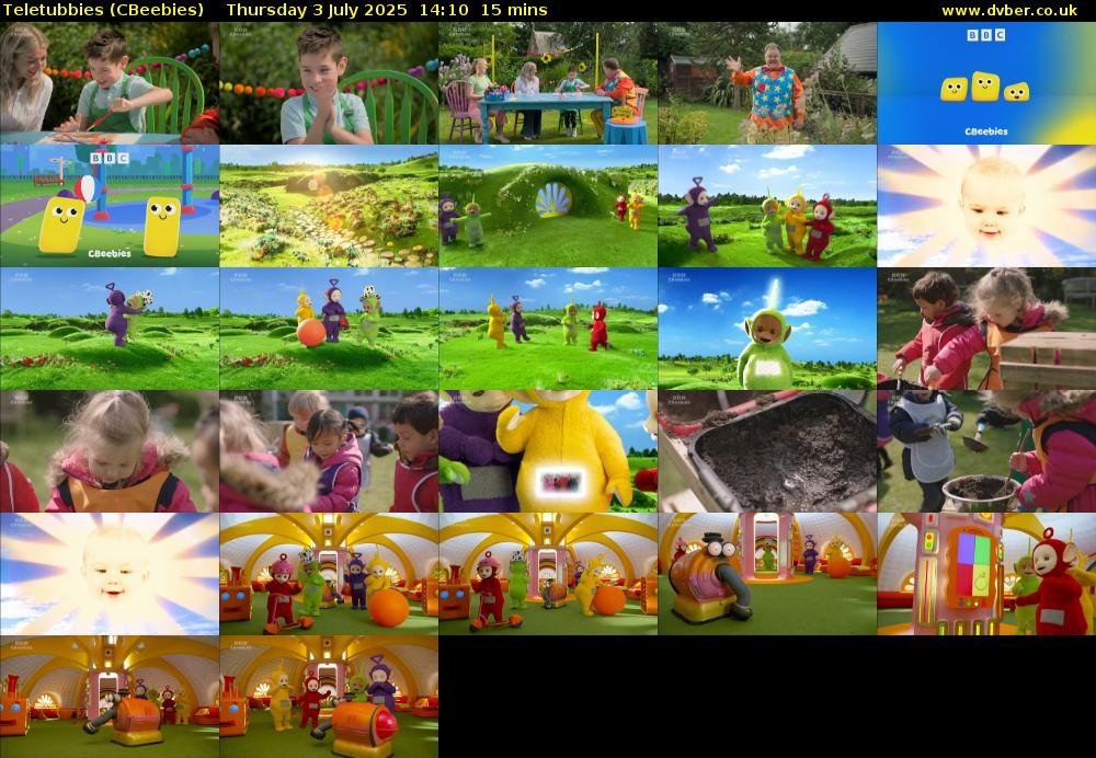 Teletubbies (CBeebies) Thursday 3 July 2025 14:10 - 14:25