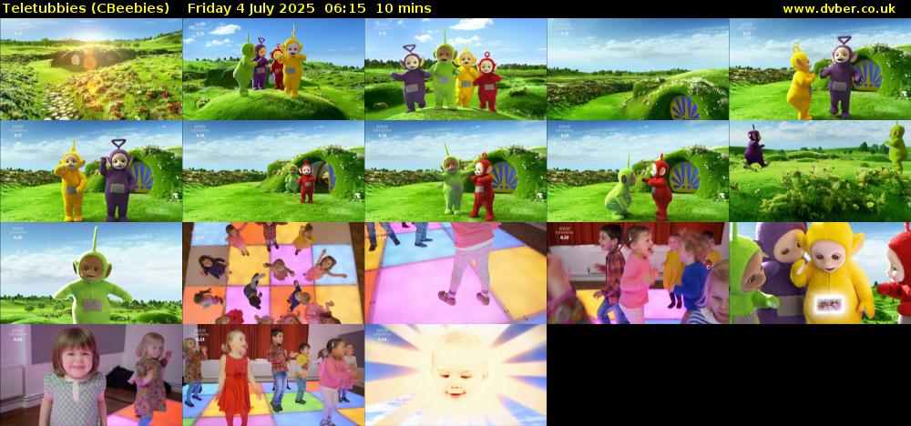 Teletubbies (CBeebies) Friday 4 July 2025 06:15 - 06:25