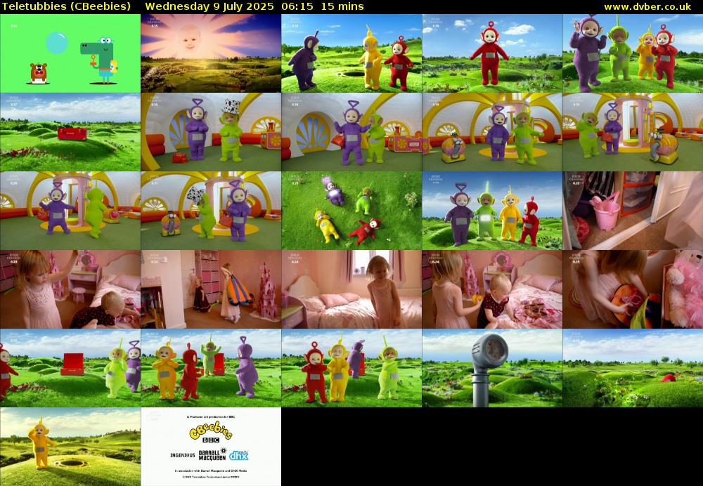 Teletubbies (CBeebies) Wednesday 9 July 2025 06:15 - 06:30