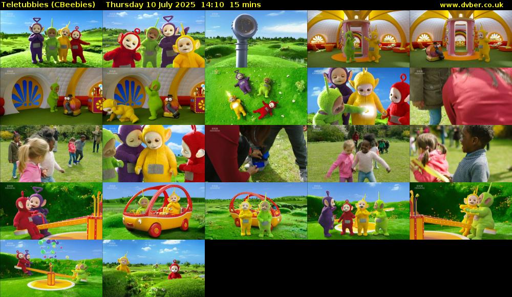 Teletubbies (CBeebies) Thursday 10 July 2025 14:10 - 14:25