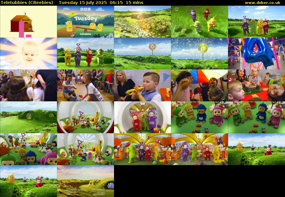 Teletubbies (CBeebies) Tuesday 15 July 2025 06:15 - 06:30