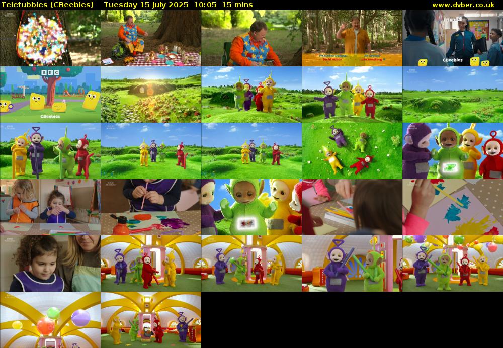 Teletubbies (CBeebies) Tuesday 15 July 2025 10:05 - 10:20