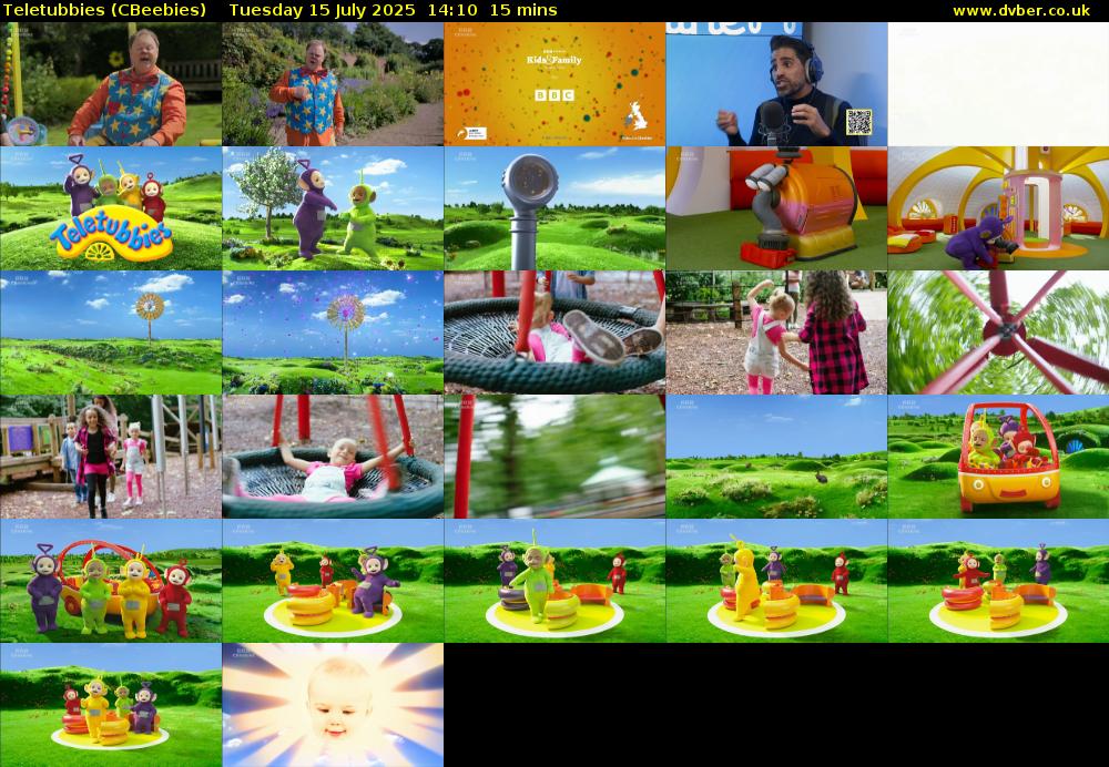 Teletubbies (CBeebies) Tuesday 15 July 2025 14:10 - 14:25