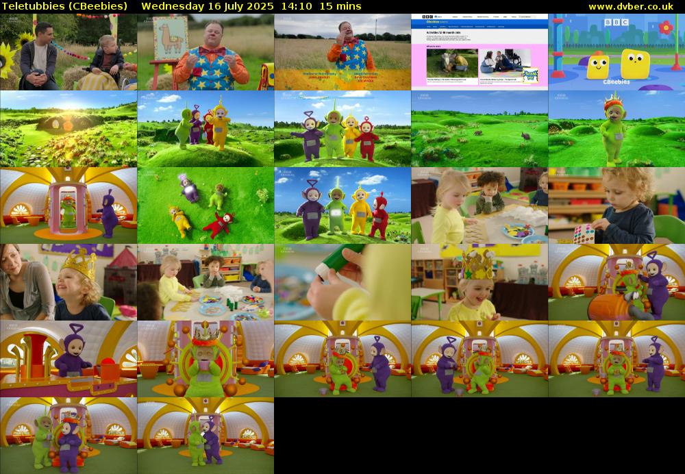 Teletubbies (CBeebies) Wednesday 16 July 2025 14:10 - 14:25