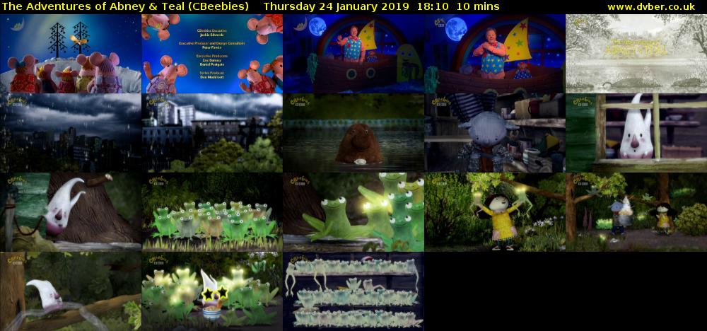 The Adventures of Abney & Teal (CBeebies) Thursday 24 January 2019 18:10 - 18:20