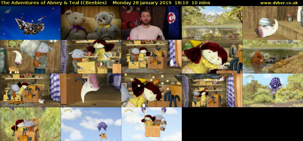 The Adventures of Abney & Teal (CBeebies) Monday 28 January 2019 18:10 - 18:20