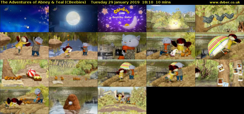 The Adventures of Abney & Teal (CBeebies) Tuesday 29 January 2019 18:10 - 18:20