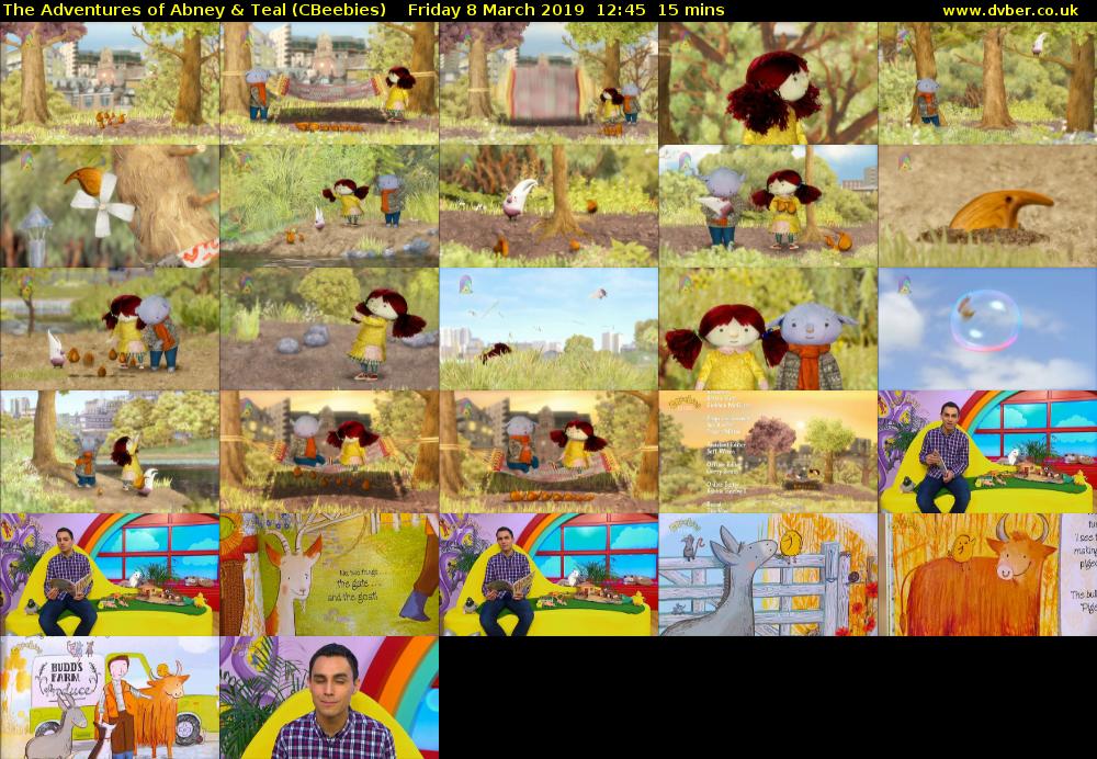 The Adventures of Abney & Teal (CBeebies) Friday 8 March 2019 12:45 - 13:00