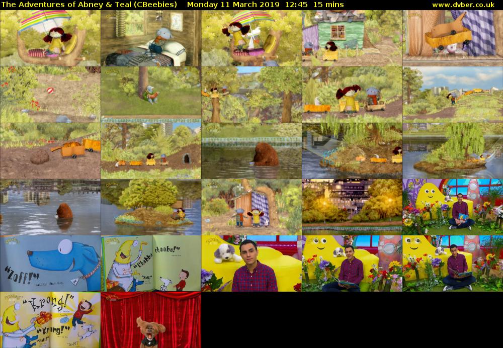 The Adventures of Abney & Teal (CBeebies) Monday 11 March 2019 12:45 - 13:00