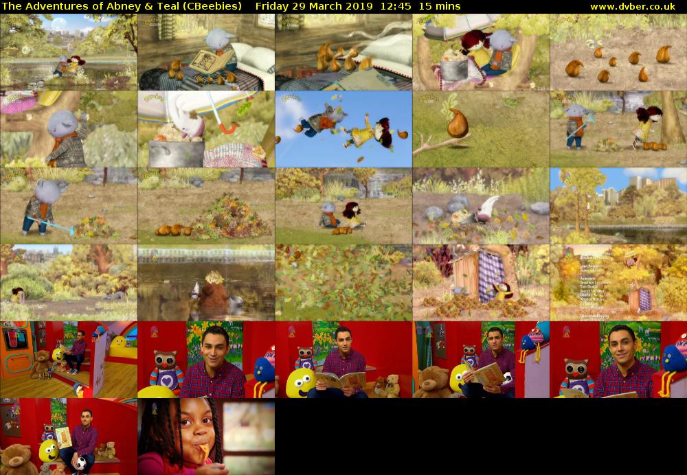 The Adventures of Abney & Teal (CBeebies) Friday 29 March 2019 12:45 - 13:00