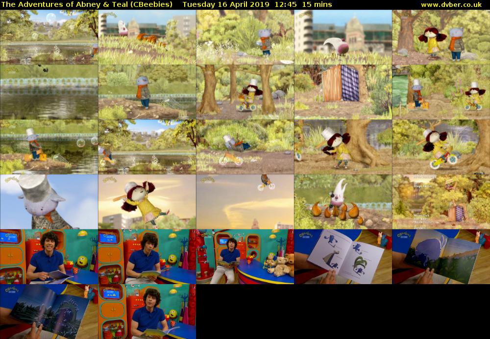 The Adventures of Abney & Teal (CBeebies) Tuesday 16 April 2019 12:45 - 13:00