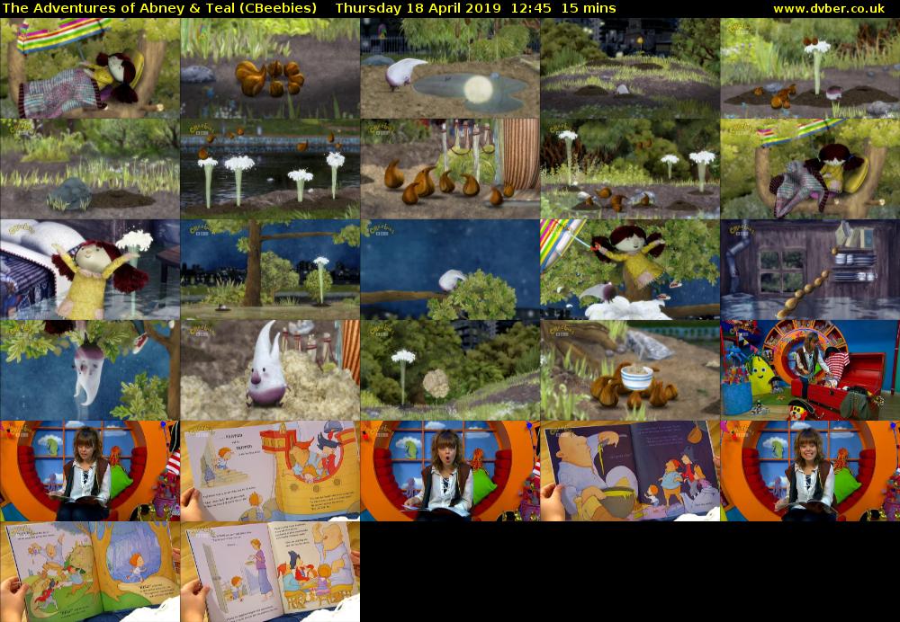 The Adventures of Abney & Teal (CBeebies) Thursday 18 April 2019 12:45 - 13:00