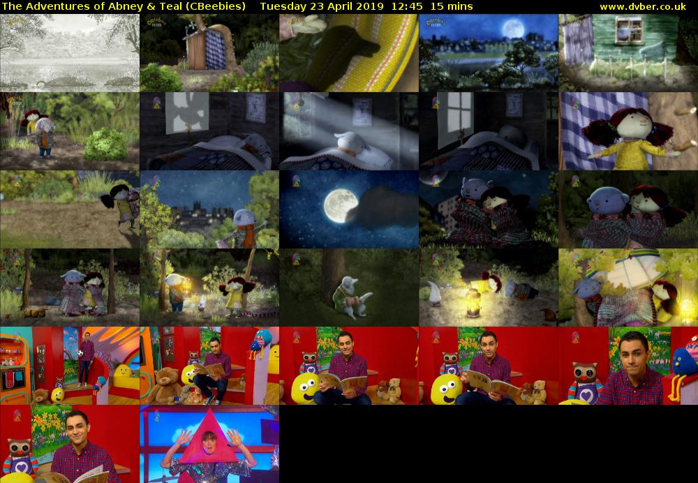 The Adventures of Abney & Teal (CBeebies) Tuesday 23 April 2019 12:45 - 13:00