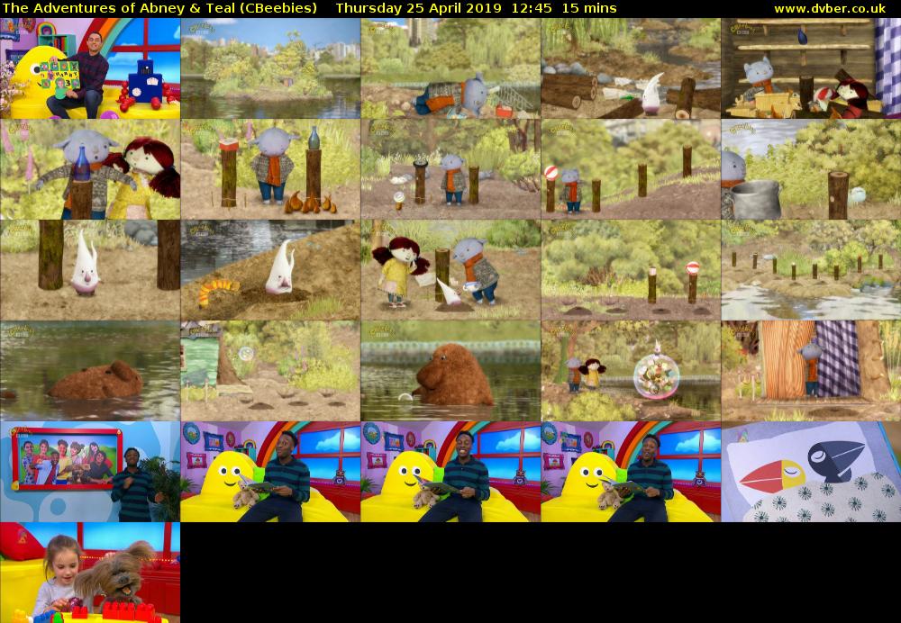The Adventures of Abney & Teal (CBeebies) Thursday 25 April 2019 12:45 - 13:00