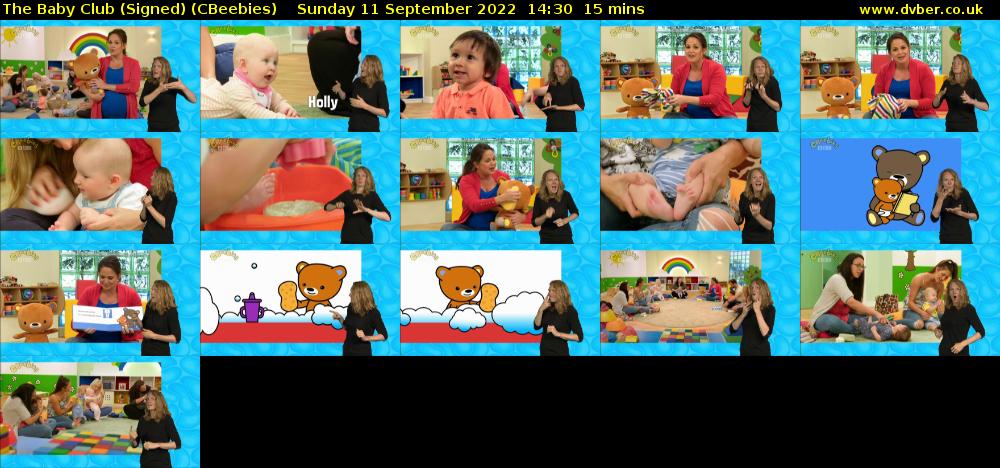 The Baby Club (Signed) (CBeebies) Sunday 11 September 2022 14:30 - 14:45