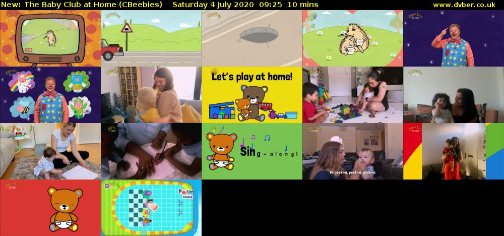 The Baby Club at Home (CBeebies) Saturday 4 July 2020 09:25 - 09:35
