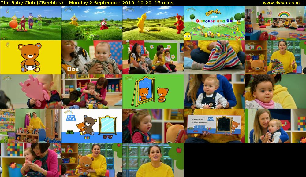 The Baby Club (CBeebies) Monday 2 September 2019 10:20 - 10:35