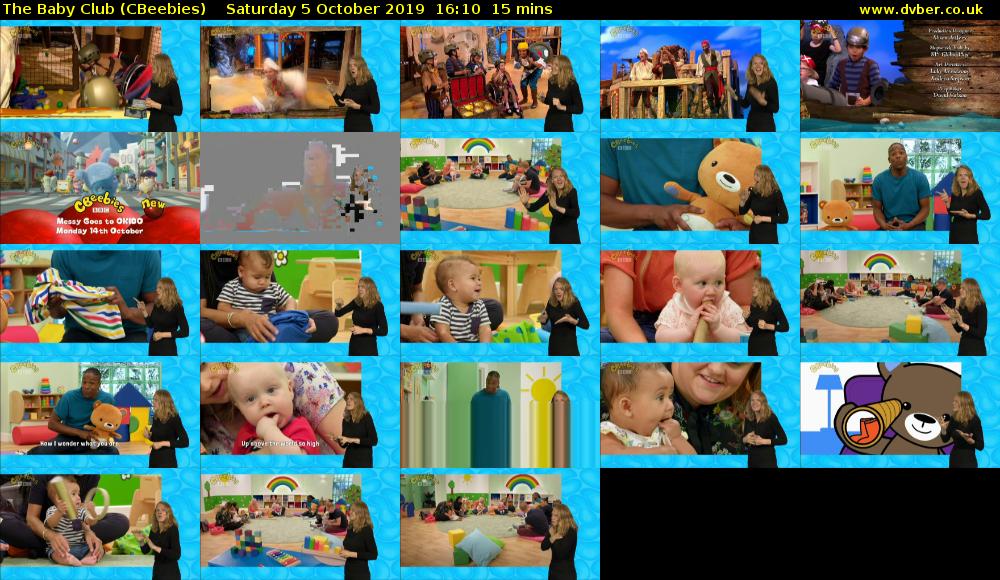 The Baby Club (CBeebies) Saturday 5 October 2019 16:10 - 16:25