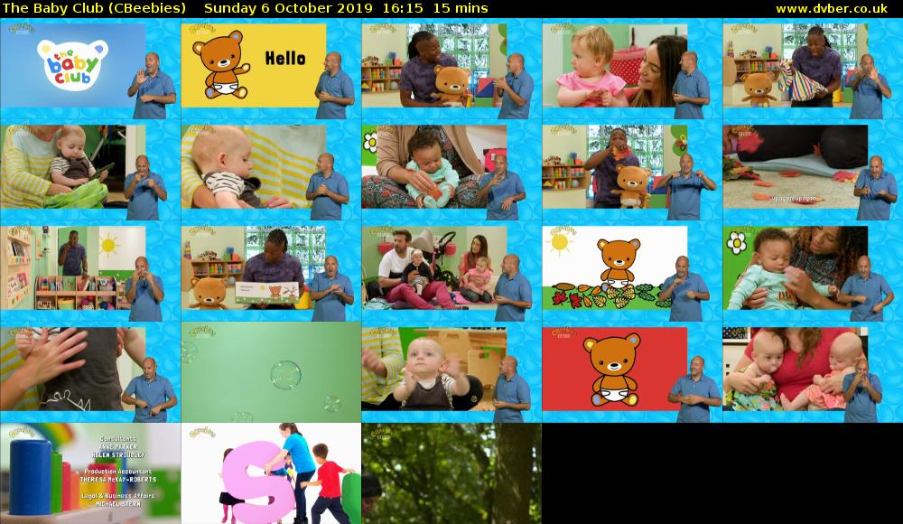The Baby Club (CBeebies) Sunday 6 October 2019 16:15 - 16:30