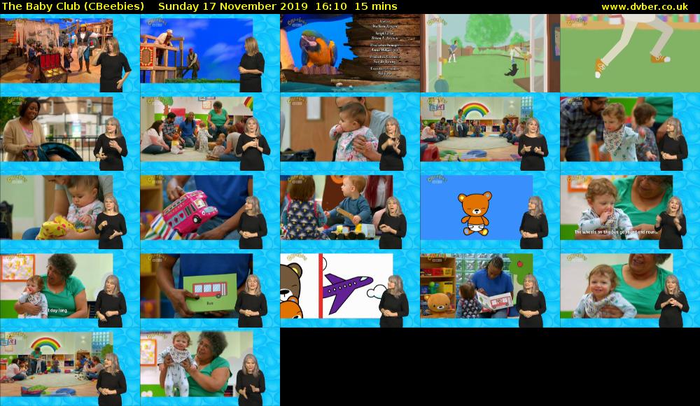The Baby Club (CBeebies) Sunday 17 November 2019 16:10 - 16:25