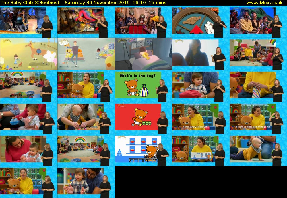 The Baby Club (CBeebies) Saturday 30 November 2019 16:10 - 16:25