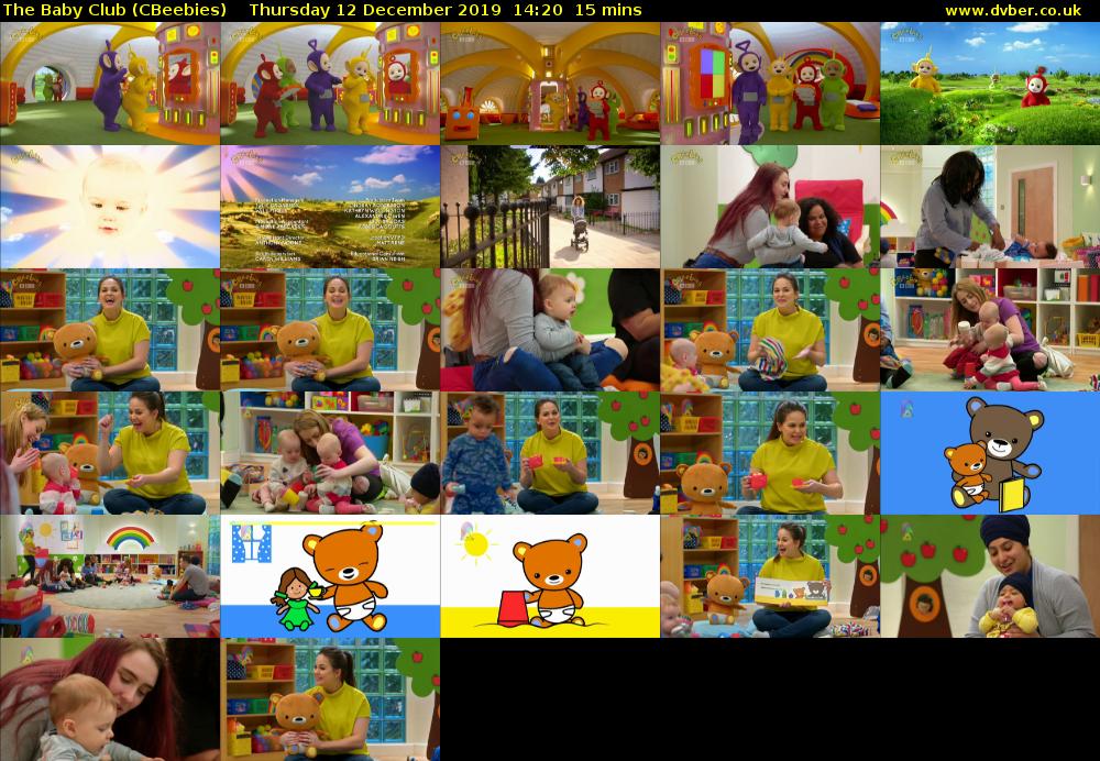 The Baby Club (CBeebies) Thursday 12 December 2019 14:20 - 14:35