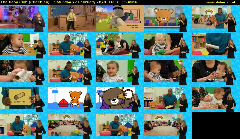 The Baby Club (CBeebies) Saturday 22 February 2020 16:10 - 16:25