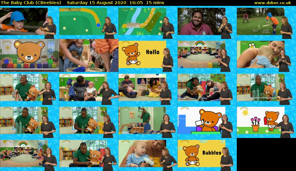 The Baby Club (CBeebies) Saturday 15 August 2020 16:05 - 16:20