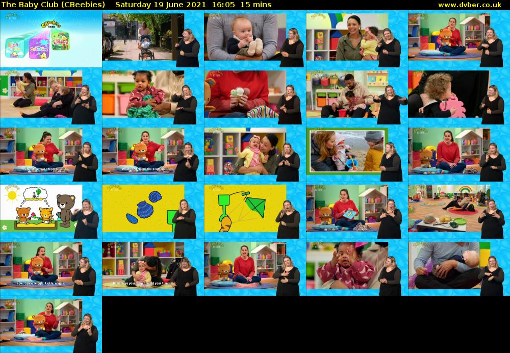 The Baby Club (CBeebies) Saturday 19 June 2021 16:05 - 16:20