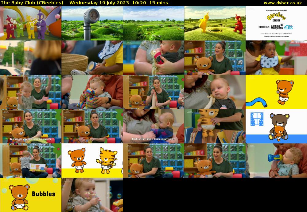 The Baby Club (CBeebies) Wednesday 19 July 2023 10:20 - 10:35