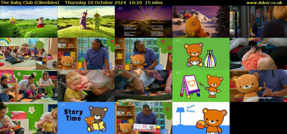 The Baby Club (CBeebies) Thursday 10 October 2024 10:20 - 10:35