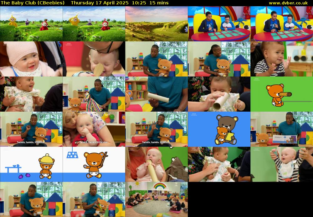 The Baby Club (CBeebies) Thursday 17 April 2025 10:25 - 10:40