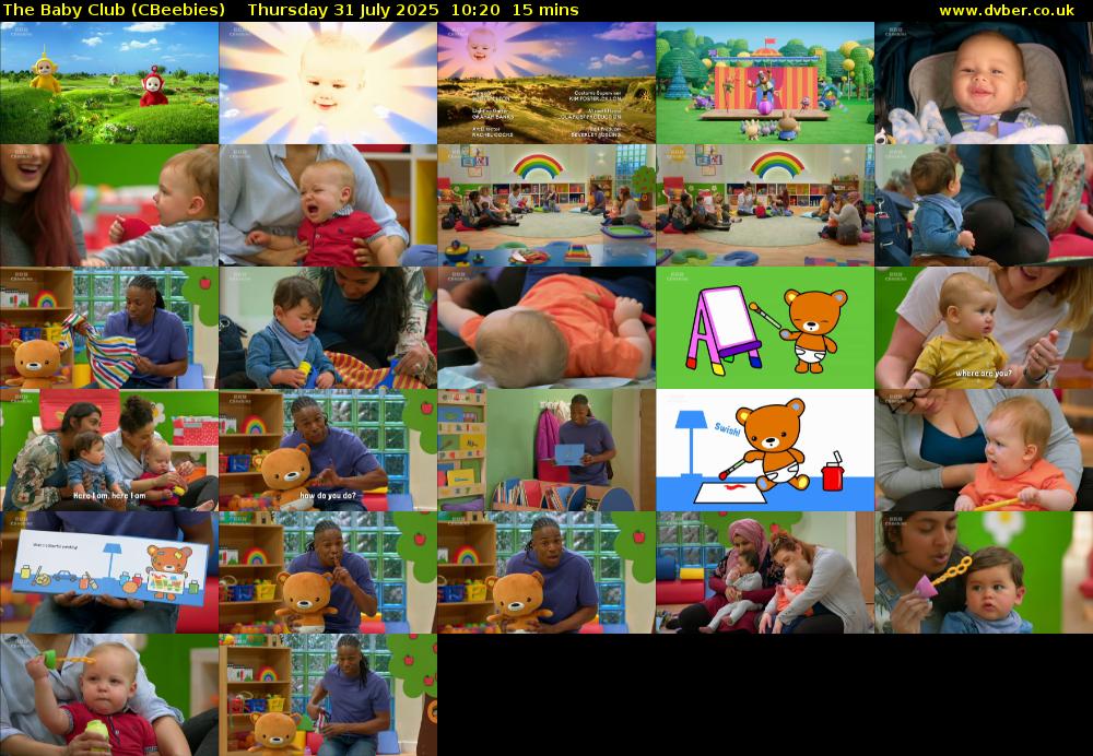 The Baby Club (CBeebies) Thursday 31 July 2025 10:20 - 10:35
