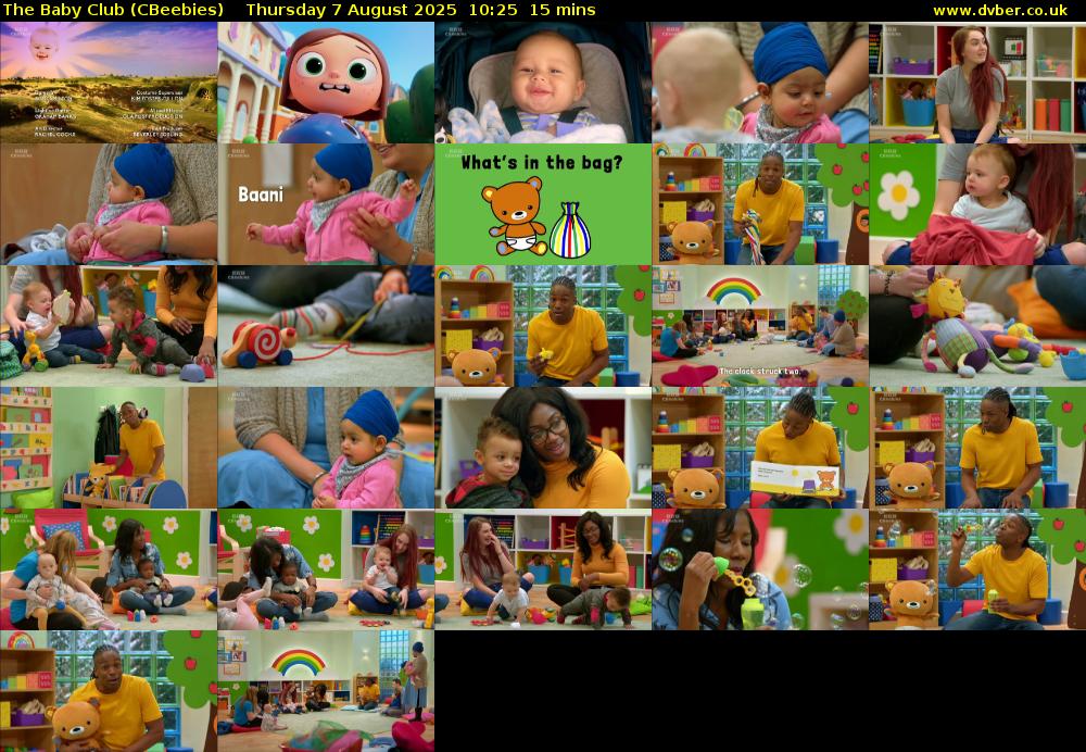The Baby Club (CBeebies) Thursday 7 August 2025 10:25 - 10:40