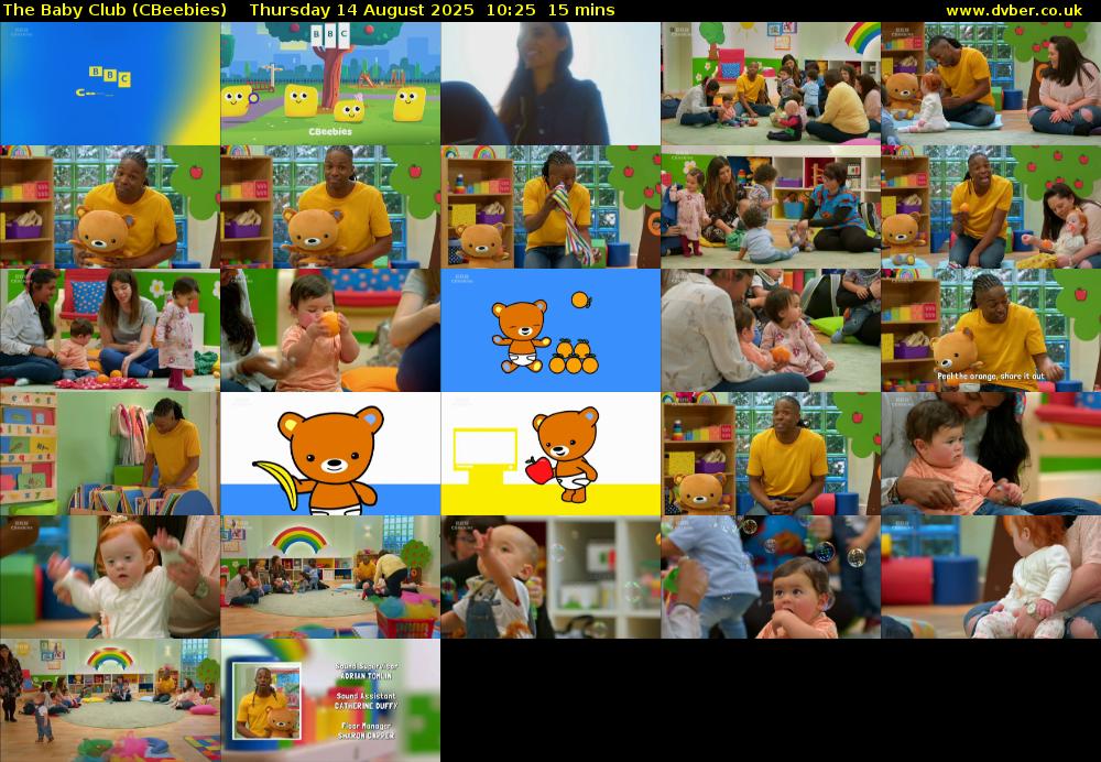 The Baby Club (CBeebies) Thursday 14 August 2025 10:25 - 10:40