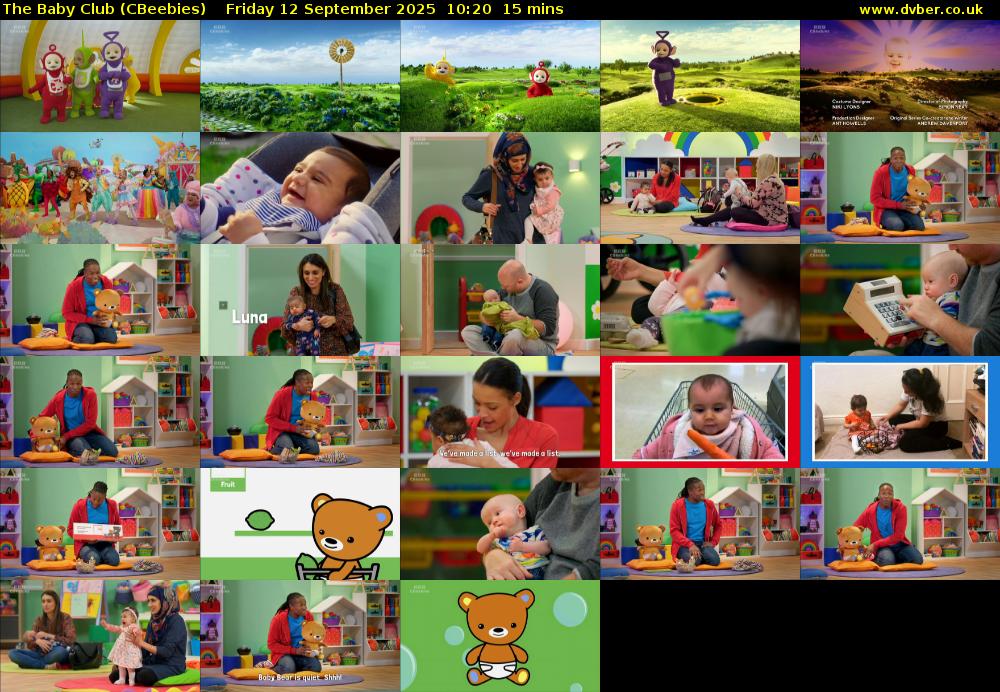 The Baby Club (CBeebies) Friday 12 September 2025 10:20 - 10:35