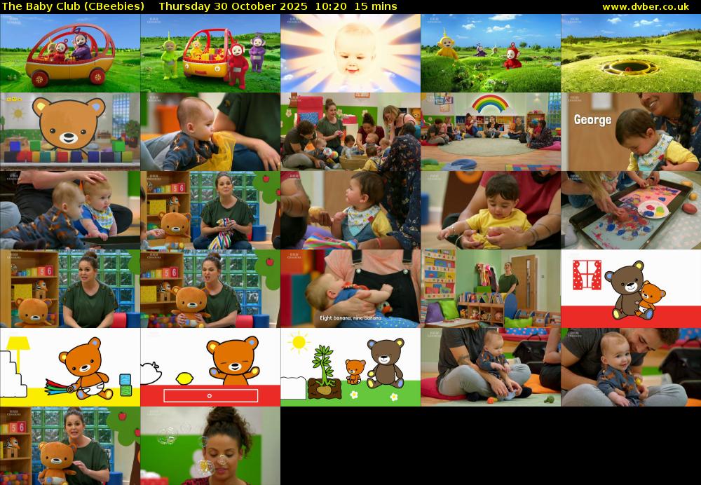 The Baby Club (CBeebies) Thursday 30 October 2025 10:20 - 10:35