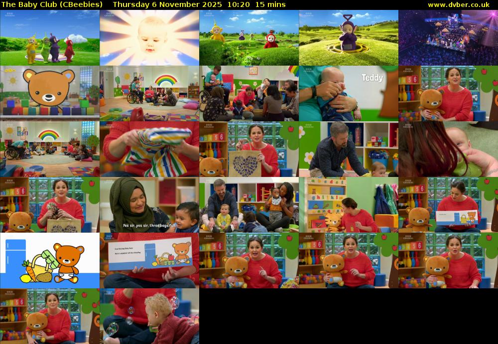 The Baby Club (CBeebies) Thursday 6 November 2025 10:20 - 10:35