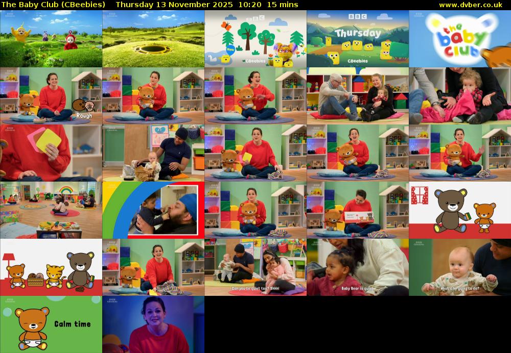 The Baby Club (CBeebies) Thursday 13 November 2025 10:20 - 10:35