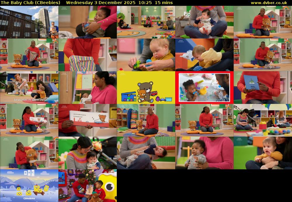 The Baby Club (CBeebies) Wednesday 3 December 2025 10:25 - 10:40