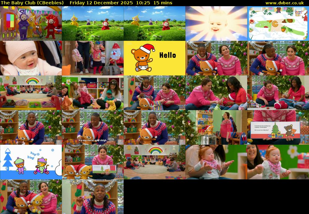 The Baby Club (CBeebies) Friday 12 December 2025 10:25 - 10:40