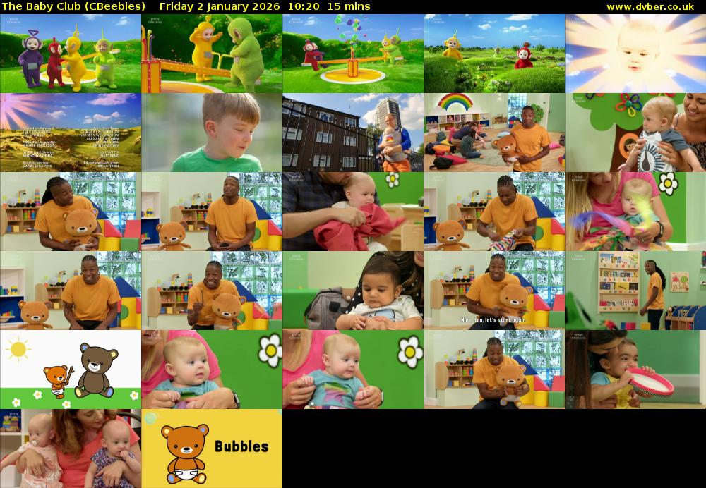 The Baby Club (CBeebies) Friday 2 January 2026 10:20 - 10:35