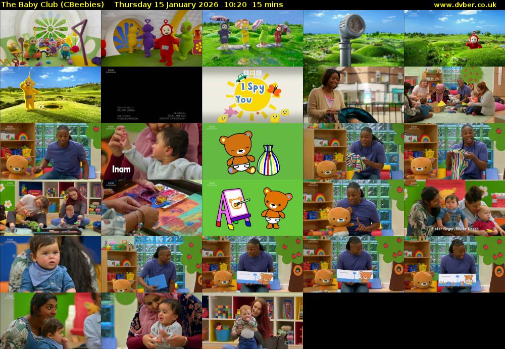The Baby Club (CBeebies) Thursday 15 January 2026 10:20 - 10:35