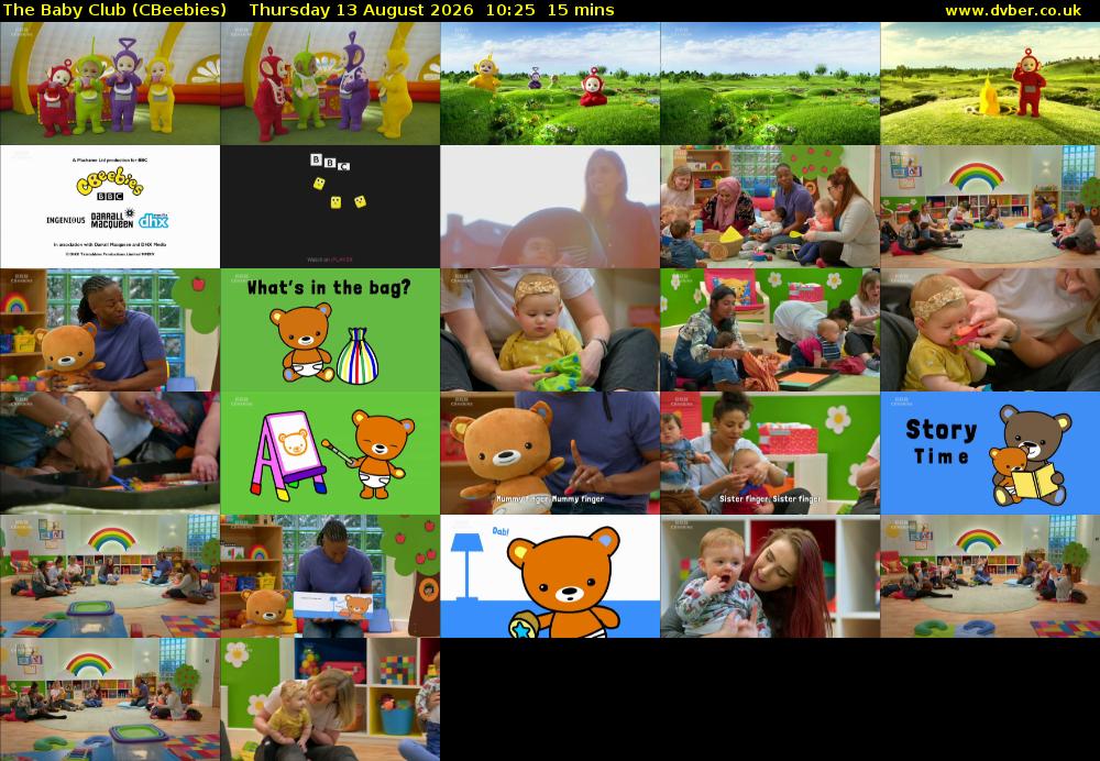 The Baby Club (CBeebies) Thursday 13 August 2026 10:25 - 10:40