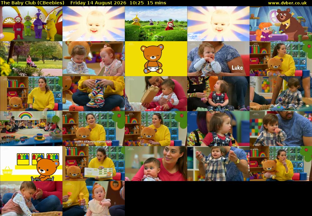 The Baby Club (CBeebies) Friday 14 August 2026 10:25 - 10:40