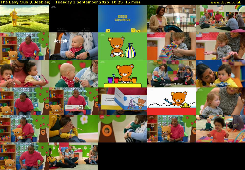 The Baby Club (CBeebies) Tuesday 1 September 2026 10:25 - 10:40