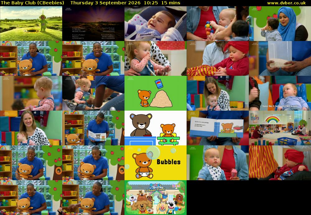 The Baby Club (CBeebies) Thursday 3 September 2026 10:25 - 10:40