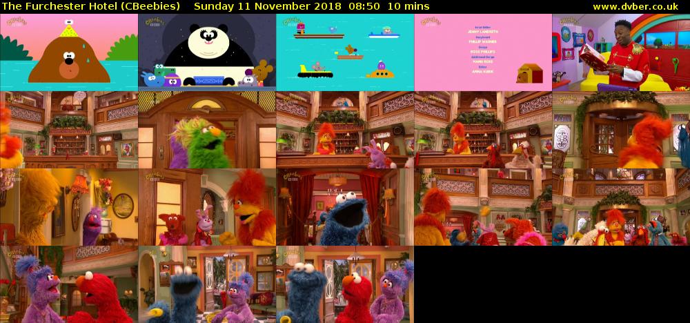 The Furchester Hotel (CBeebies) Sunday 11 November 2018 08:50 - 09:00