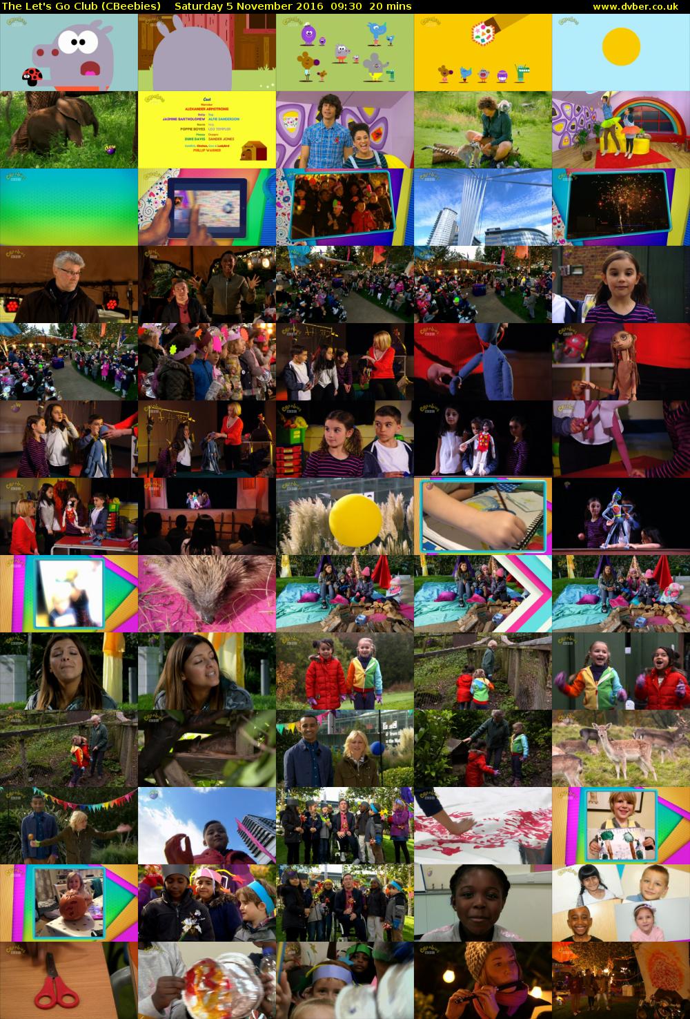 The Let's Go Club (CBeebies) Saturday 5 November 2016 09:30 - 09:50