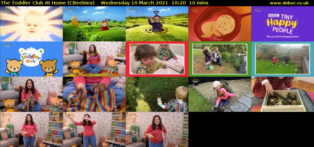 The Toddler Club at Home (CBeebies) Wednesday 10 March 2021 10:20 - 10:30